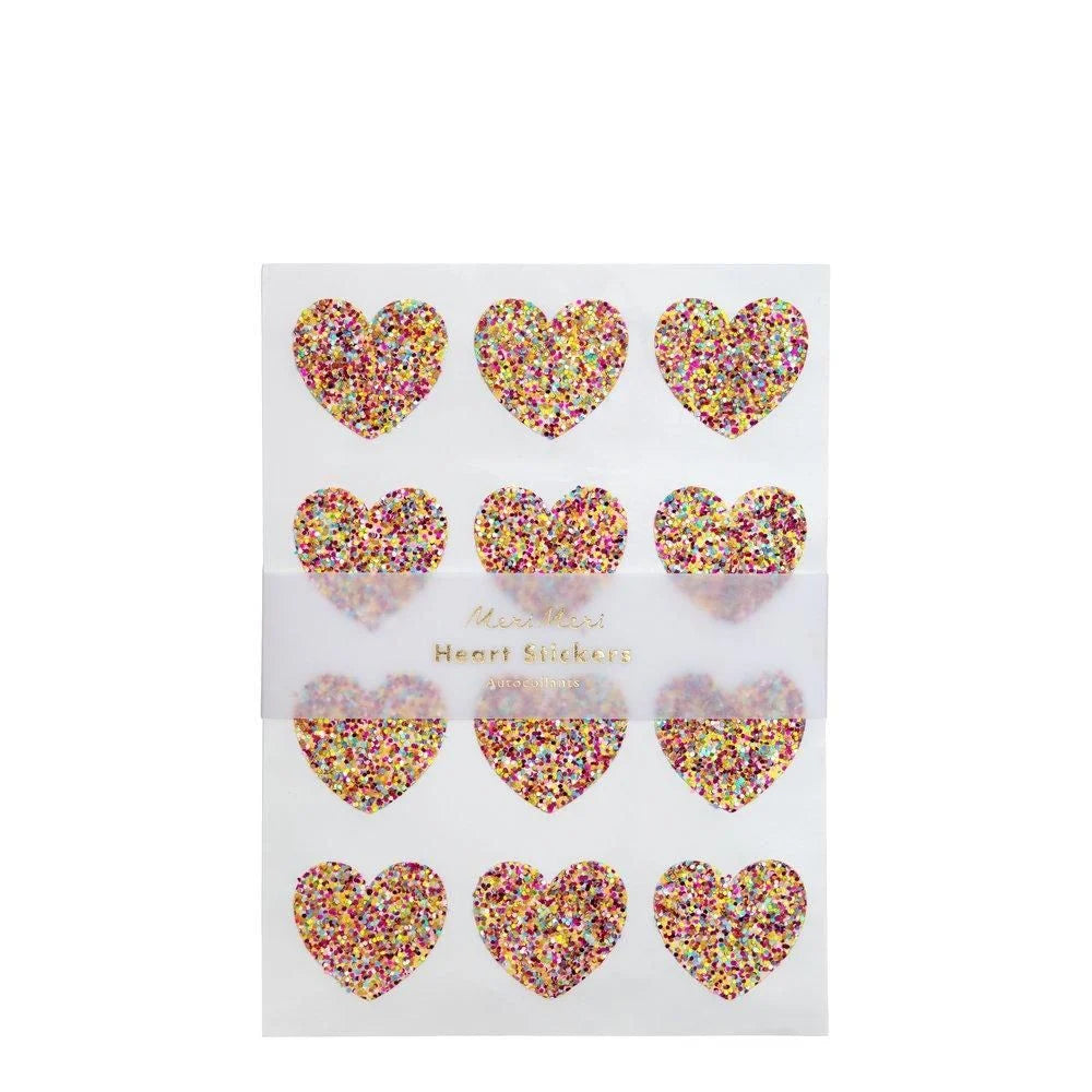 Rainbow Glitter Heart Stickers