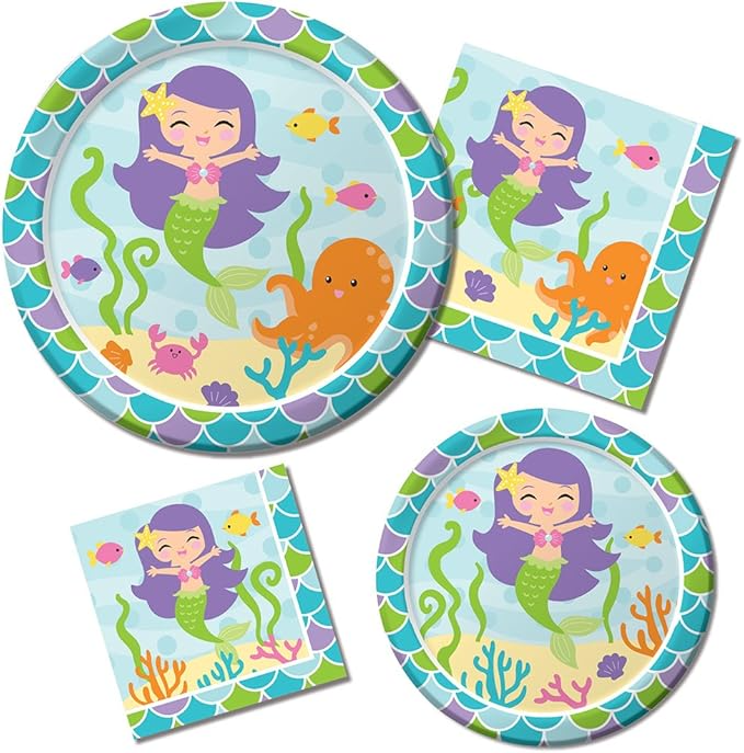 Platos de papel para la cena "Sirenas" de Creative Converting (8 unidades)
