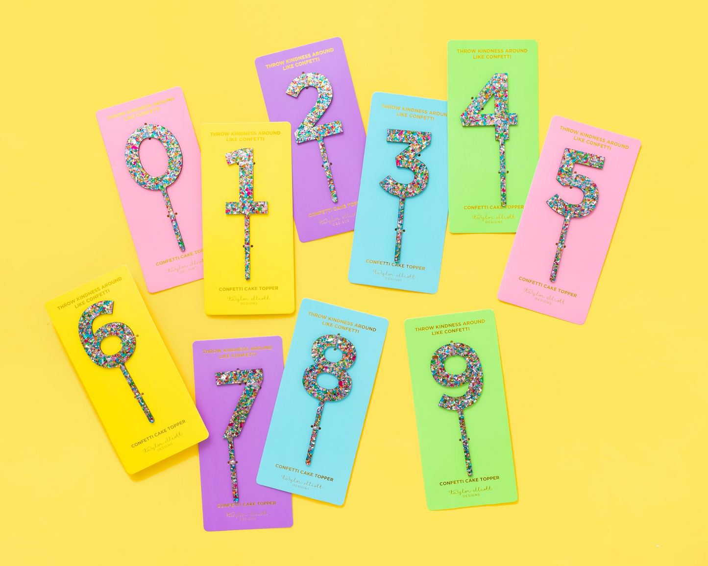 Adorno para tarta de confeti de colores con números del 0 al 9