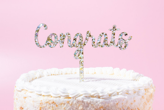 Adorno para pastel de perla de felicitaciones