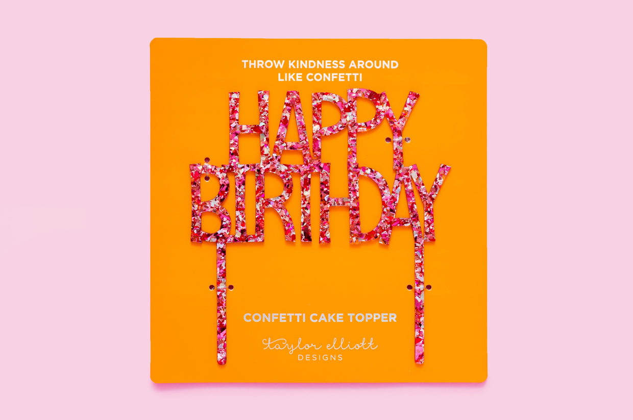 Adorno para tarta rosa de feliz cumpleaños