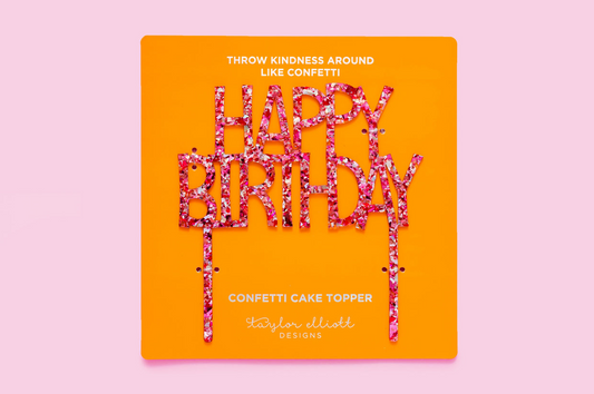 Adorno para tarta rosa de feliz cumpleaños