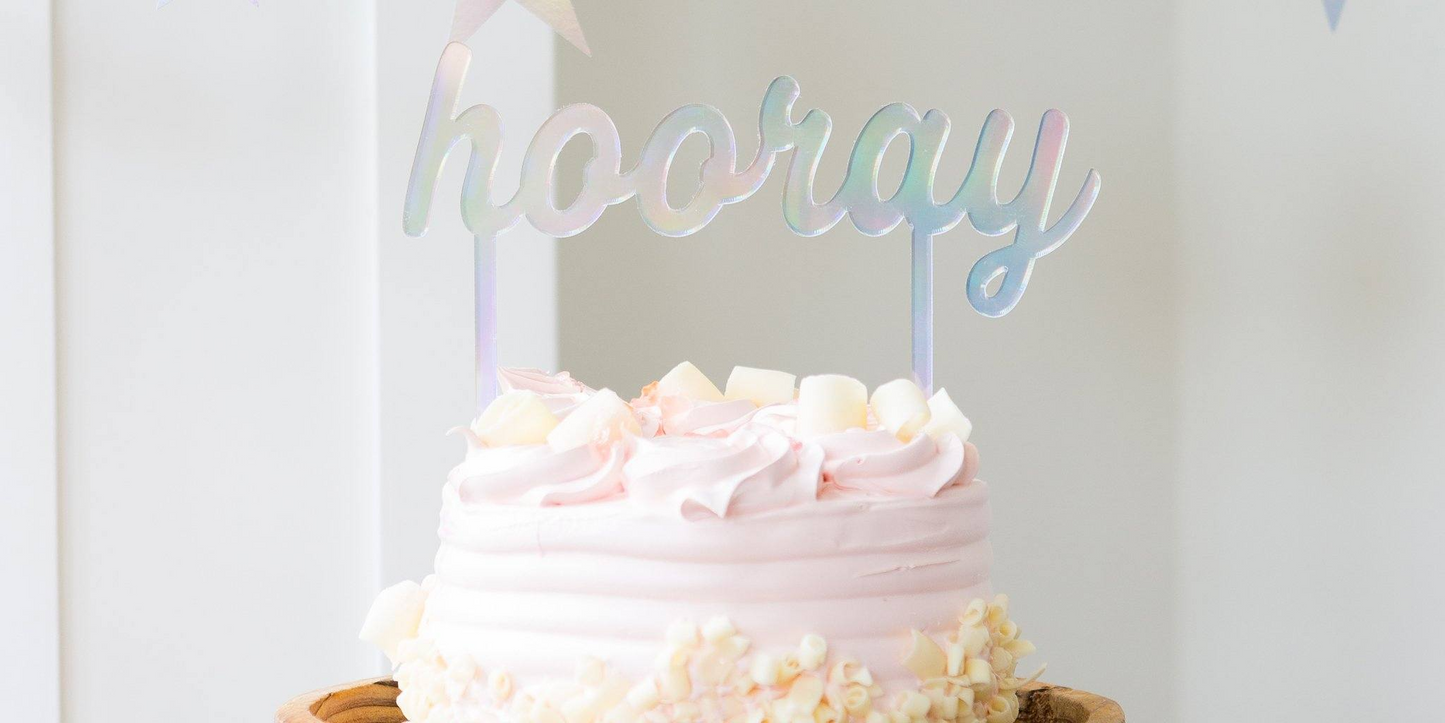 Adorno holográfico para tarta "Hooray"