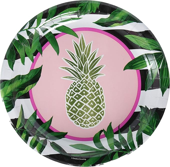 Plato de fiesta con piña dorada de Creative Converting, 1,3 x 26,8 x 26,8 cm, multicolor