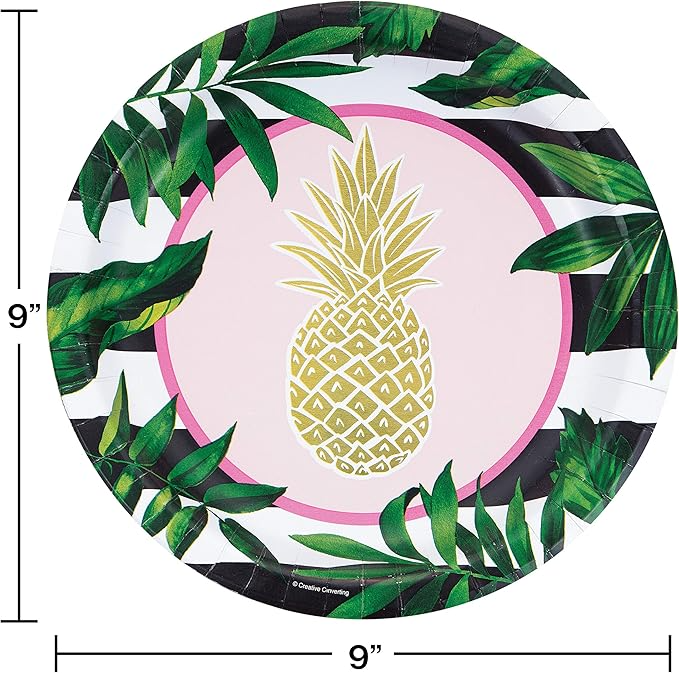 Plato de fiesta con piña dorada de Creative Converting, 1,3 x 26,8 x 26,8 cm, multicolor