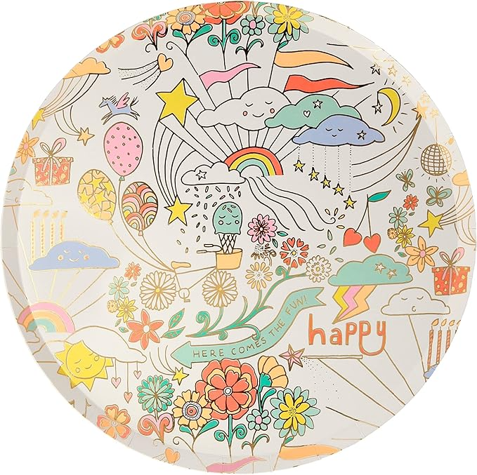 Platos para la cena Meri Meri Happy Doodle (paquete de 8)