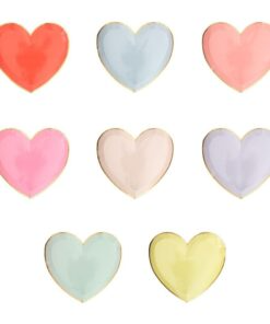 Juego de platos de papel grandes con forma de corazón pastel – Por Meri-Meri