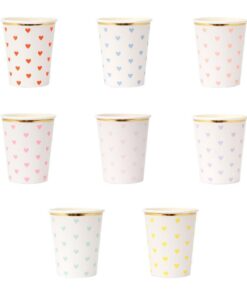 Juego de platos de papel grandes con forma de corazón pastel – Por Meri-Meri