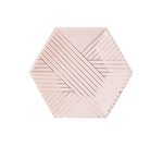Amatista - Platos de papel pequeños con rayas rosa pálido
