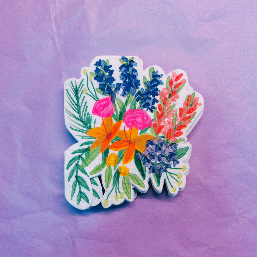 Servilletas troqueladas con forma de ramos florales para fiestas, bebidas y cócteles