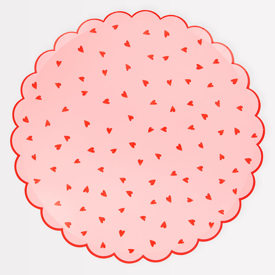 Platos de cena de patrón de corazón (x 8)