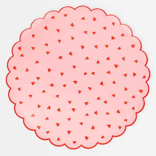 Platos de cena de patrón de corazón (x 8)