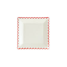 Plato de papel de 9" con vieira color crema y rojo