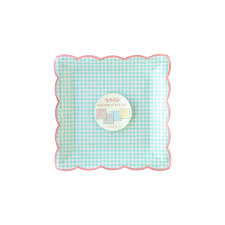 Juego de platos de cuadros vichy