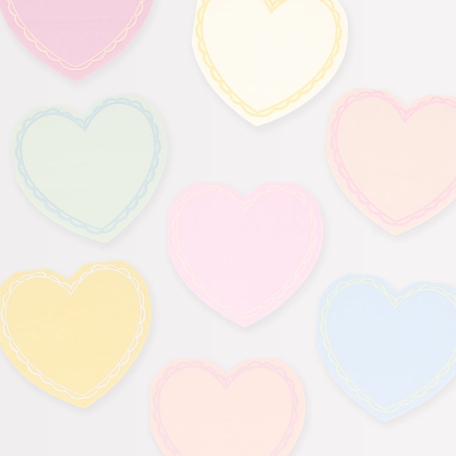 Servilletas de Cóctel con Forma de Corazón Pastel