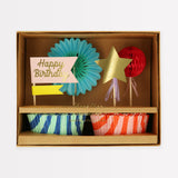 Kit para cupcakes de fiesta de rayas (x 24 adornos)