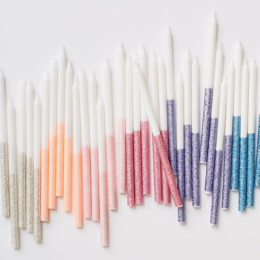 Velas con purpurina rosa pálido (x 16)