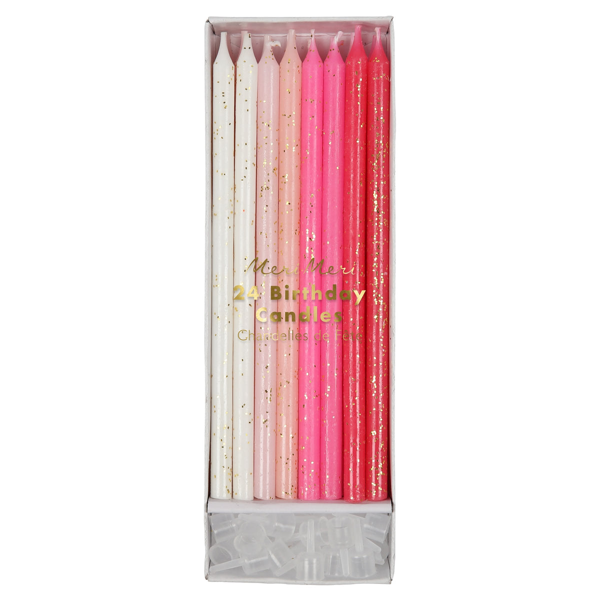 Velas con purpurina rosa (x 24)