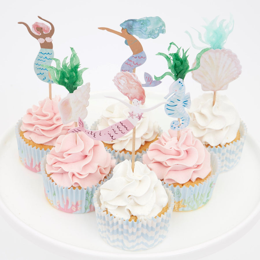 Kit para cupcakes de sirena (x 24 adornos)